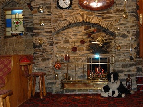 Fireplace in the Brit lounge bar...